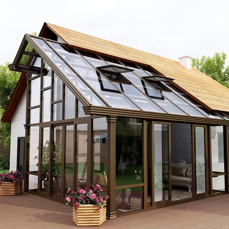 Sun room glass house outdoor aluminium cabin modern glass house for plants 4 season sunroom