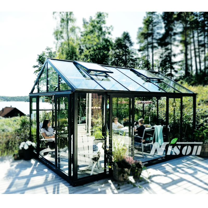 Retractable glass roof sunrooms big blackout modular prefab container glass houses veranda glass panel sunroom