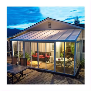 Glass house guangdong free standing sunrooms for pool polygon roof glass dome house prefab