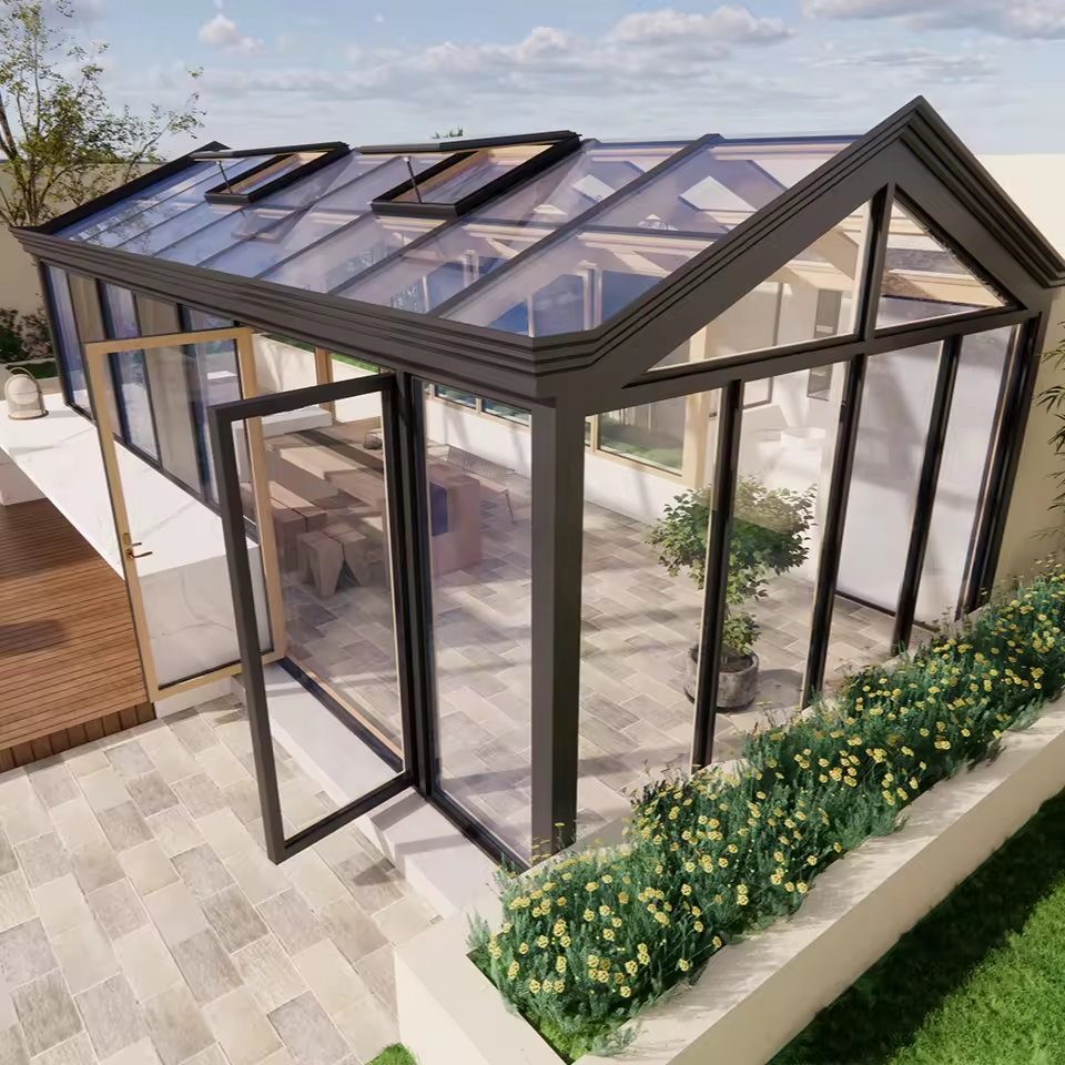 Glass garden house shade roof  four season aluminum frame house aluminum sunrooms