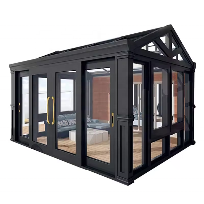 Sun room glass house outdoor green mobile 4 season winter gardens sun for conser glass house