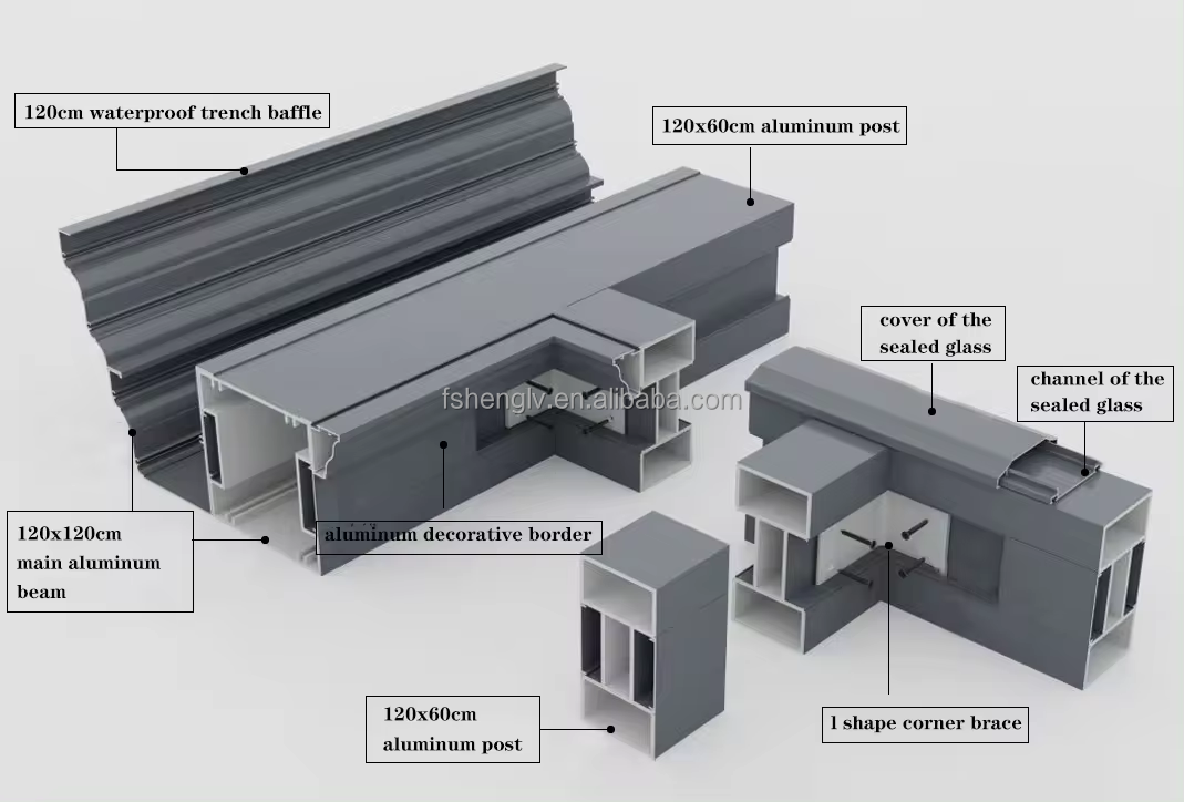 Glass house aluminium prefab outdoor garden 4 season prefabricated free standing sunrooms