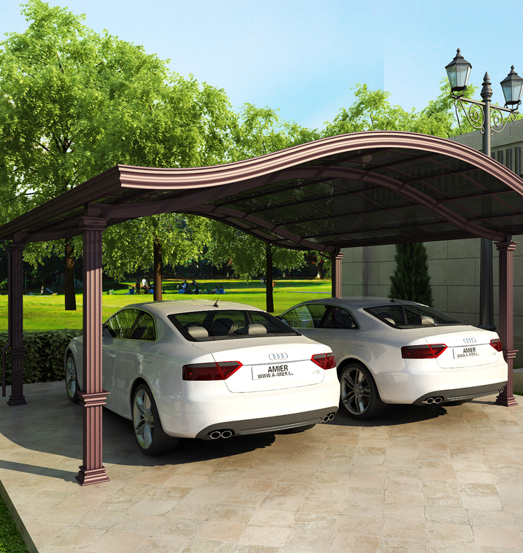 Aluminum cantilever carport with solid PC board roof, powder coating frame 3m x 6m carport gazebo