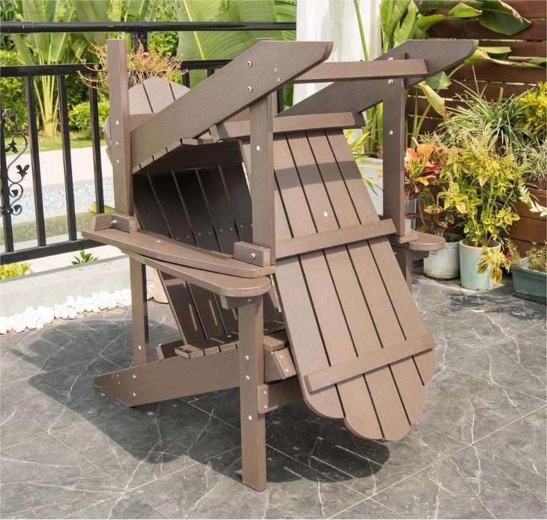 HUAHONG American Style Plastic Wood Adirondack Outdoor Garden Furniture Set Leisure Mini Table and Chairs