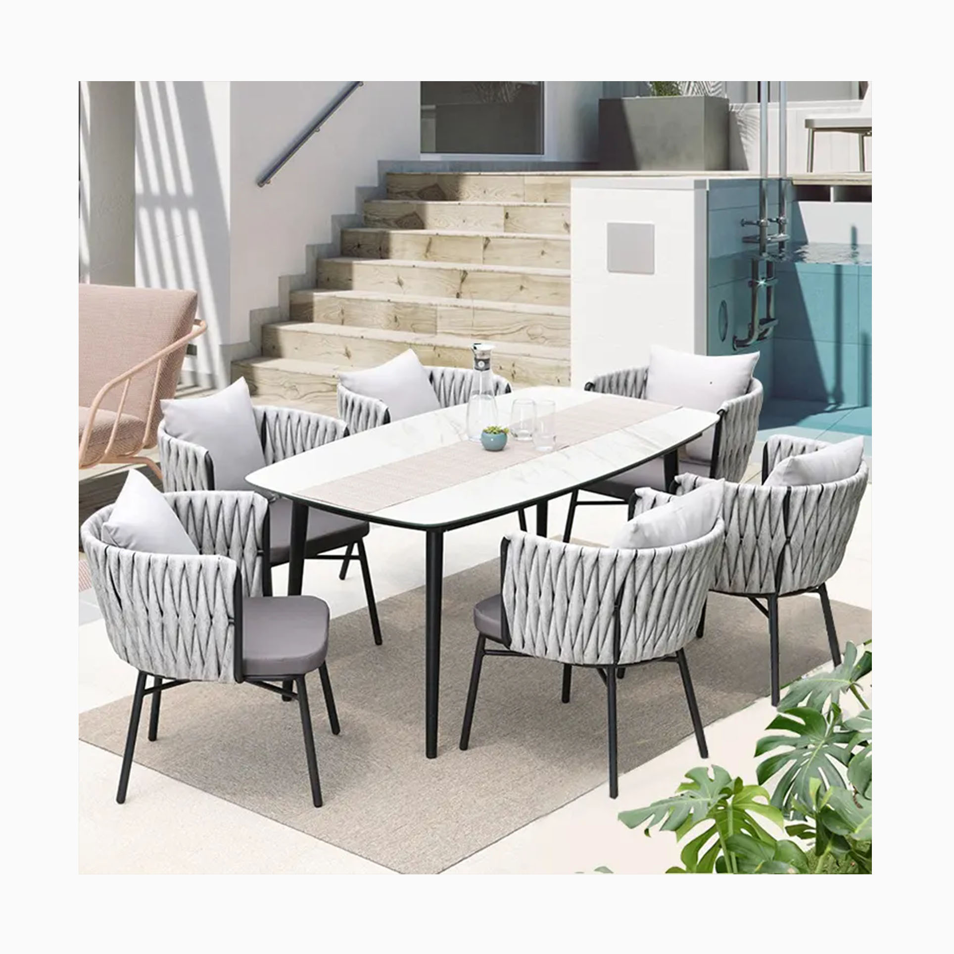 [HUAHONG]Top Supplier Among Outdoor Furniture Peer Garden Hot Sell Chair Hand Woven Rattan Dining Table And Chair