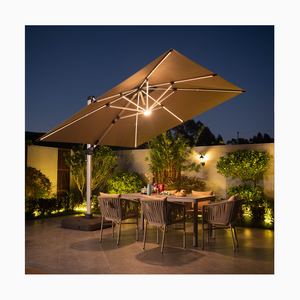 Outdoor Solar Roman umbrella Double top patio garden beach umbrella Warm light patio umbrellas