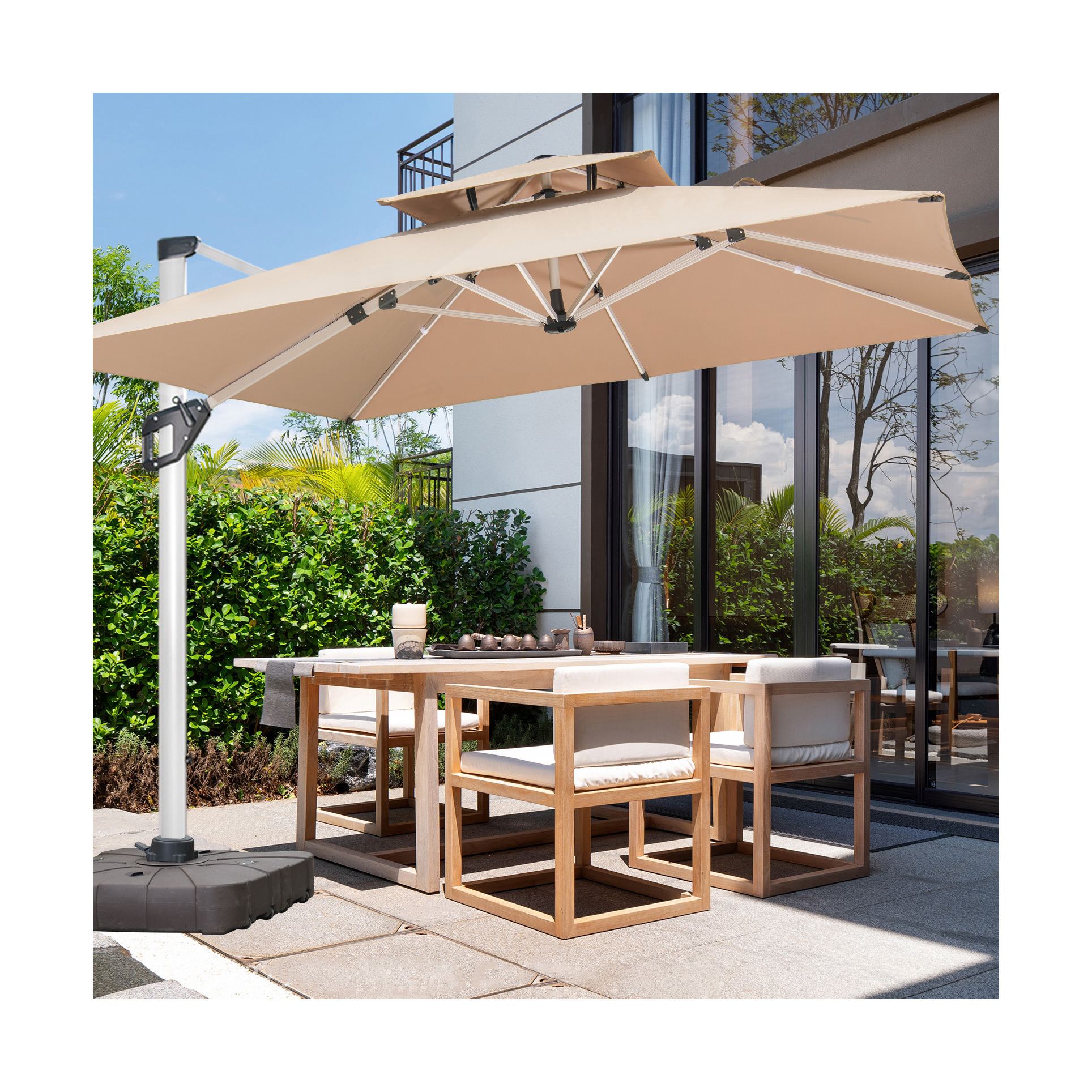 2024 Guangdong Guangzhou Outdoor Garden Umbrella Aluminum Parasols Garden Commercial Beach Sun Patio Umbrellas