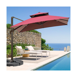 Cantilever Umbrella outdoor furniture umbrellas big size garden patio with LED light