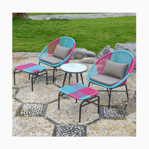 [HUAHONG]Oval Weave Lounge Patio Chair Wicker Sun Bistro Rattan Colorful Acapulco Chair Dining Chair