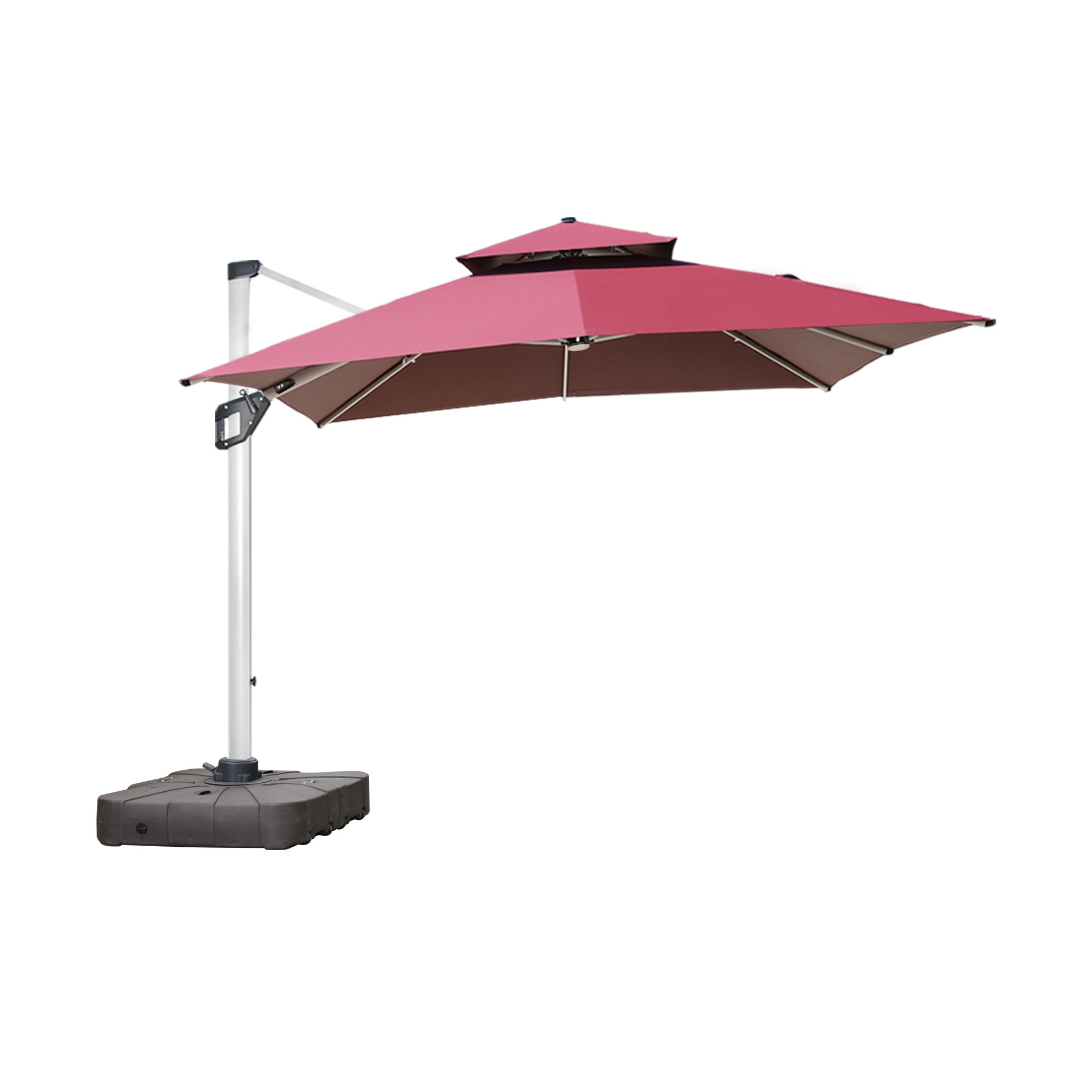 Heavy Duty 10CM Aluminum Pole Cantilever Outdoor Patio Umbrellas with Rotate and Tilt market garden parasol Solar LED