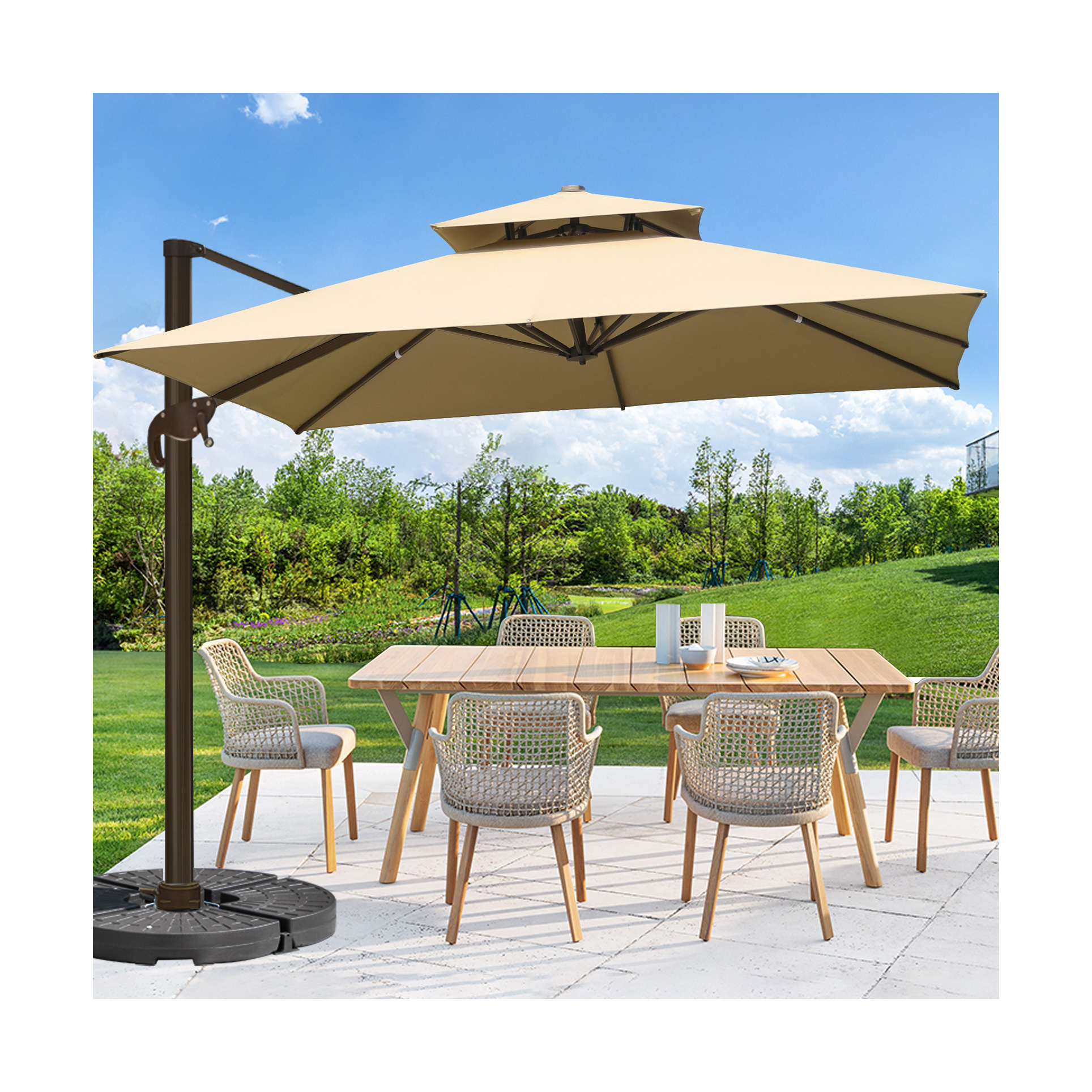 Cantilever Umbrella outdoor furniture umbrellas big size garden patio with LED light