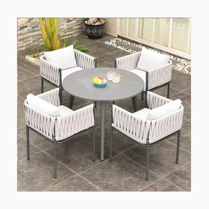 [HUAHONG]Luxury European Modern Style Outdoor Furniture Garden Patio Metal Chair Rattan Table And Chair Sets