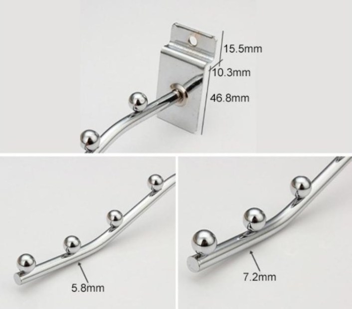 Slatwall Sloping Waterfall Display Hook Arm Manufacturer, Clothing Display Hook Wall Mount Waved Hanger Display Hook