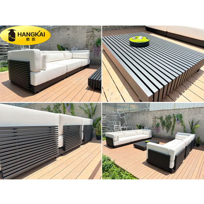 luxury style hotel patio aluminum metal black garden sofa set outdoor furniture