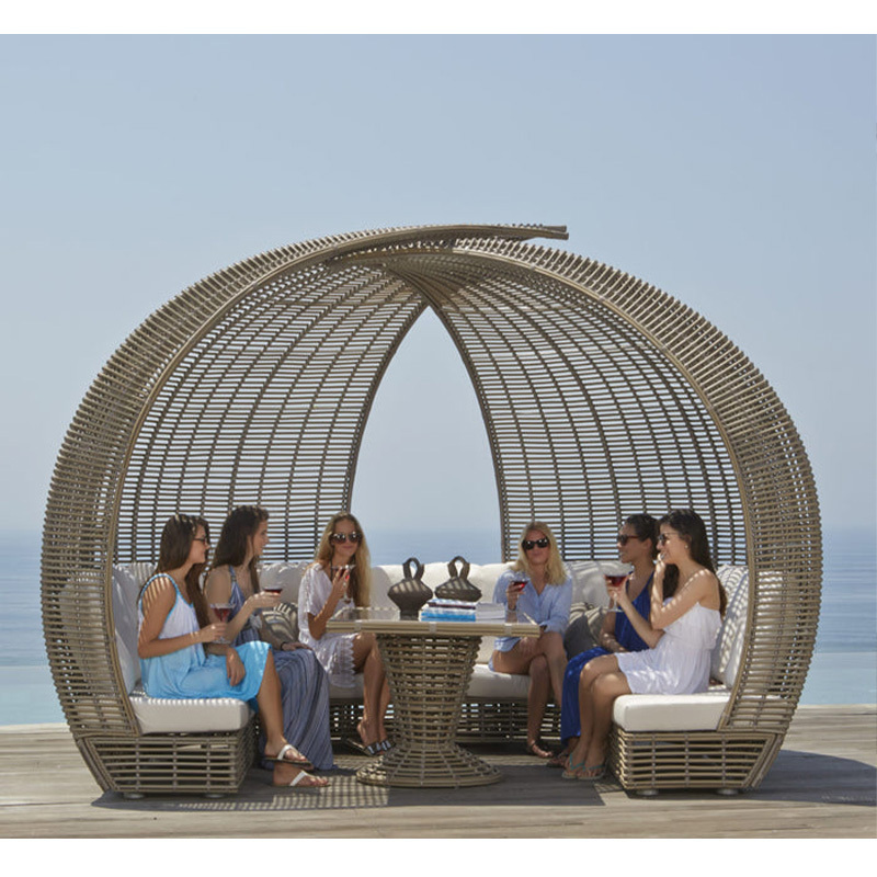 OEM high quality sunbed pool lounger outdoor lounge sofa curved round outdoor furniture