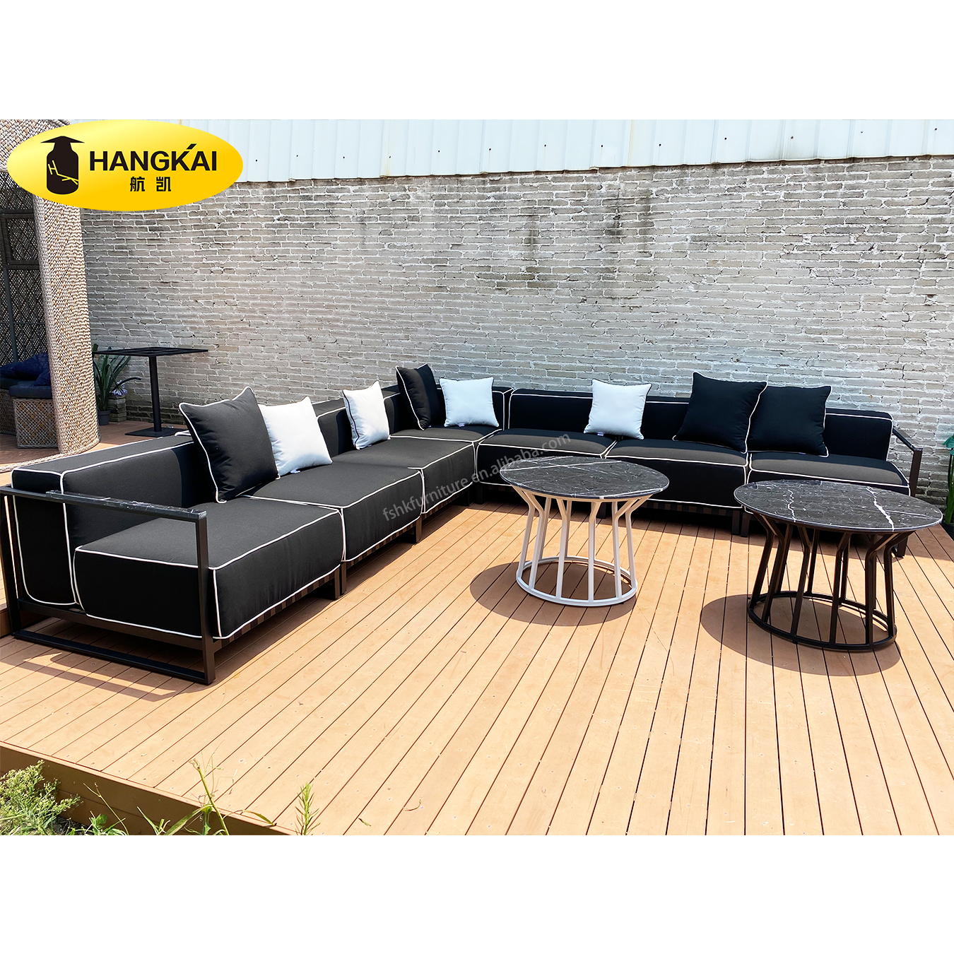 Black Noble Style Aluminum Frame Outdoor Waterproof Furniture Garden Patio Sofa Set