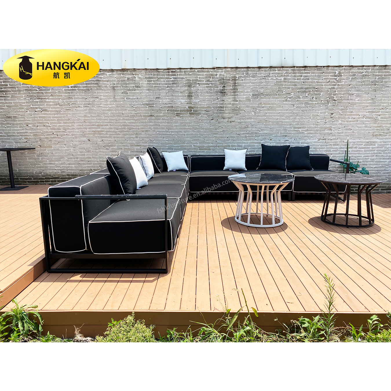 Black Noble Style Aluminum Frame Outdoor Waterproof Furniture Garden Patio Sofa Set