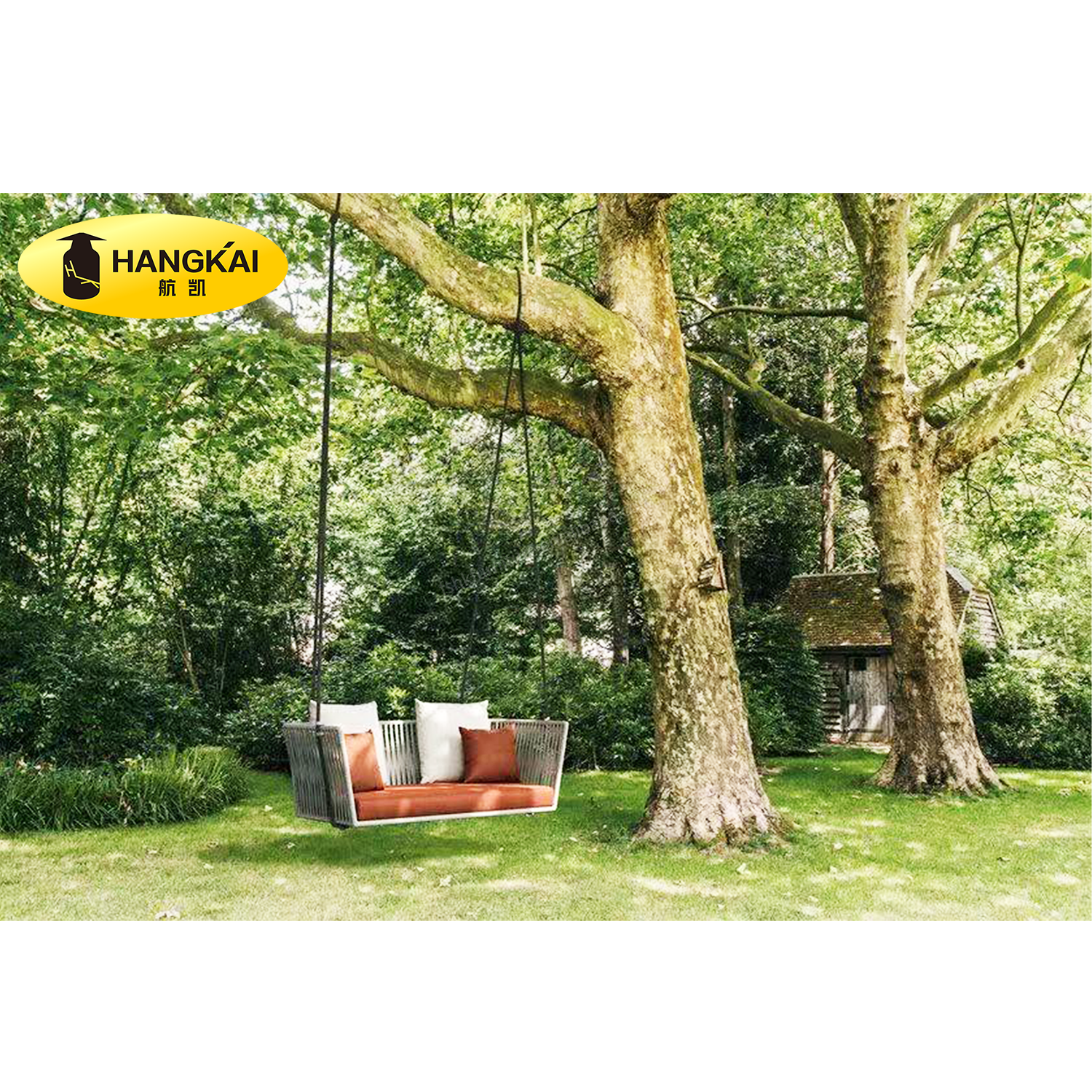 Best Quality Double Rope Chair Garden Swing Furniture Outdoor Swing Comfortable Patio Swing