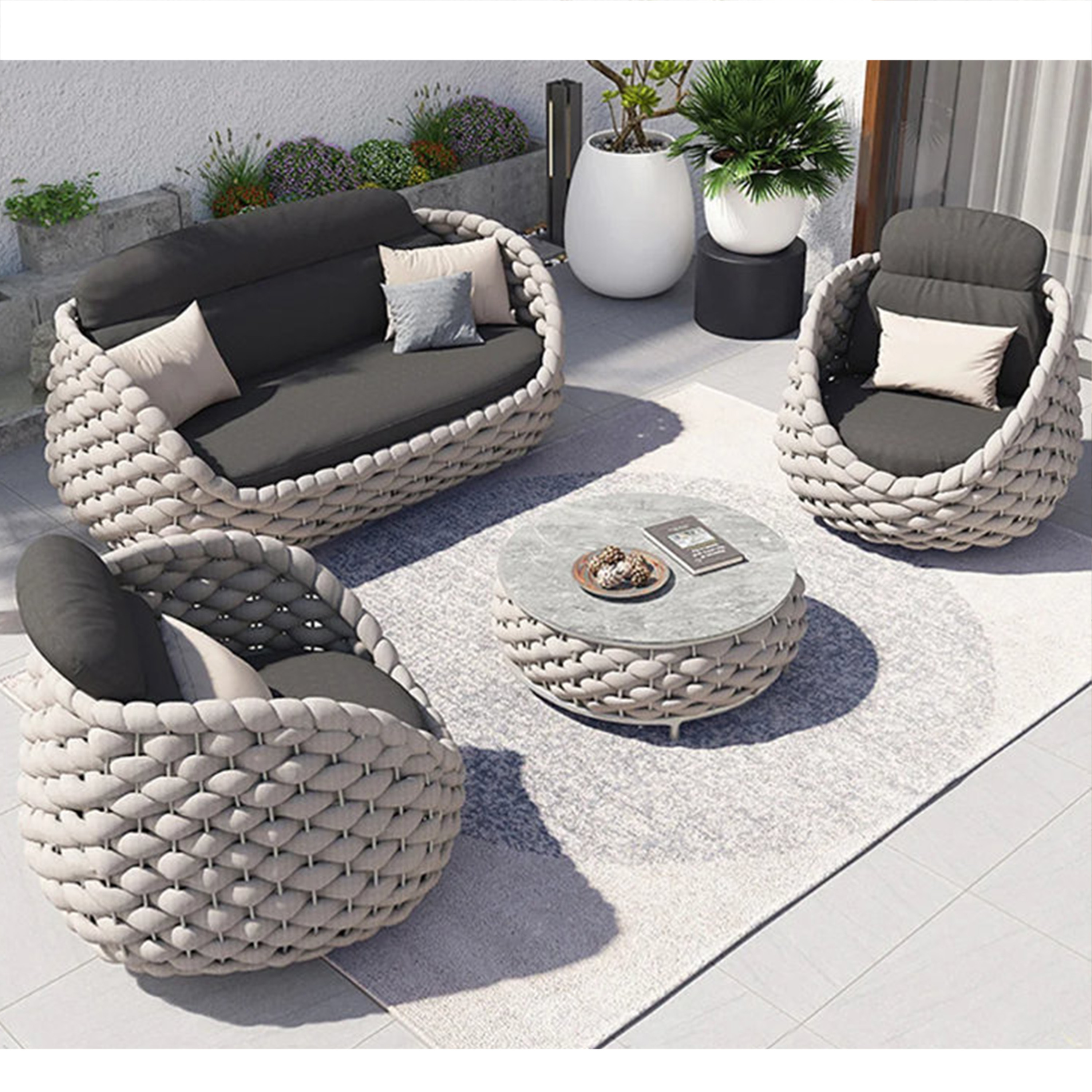 outdoor furniture rope rattan wicker woven weaving garden sofa patio sofa outdoor furniture set