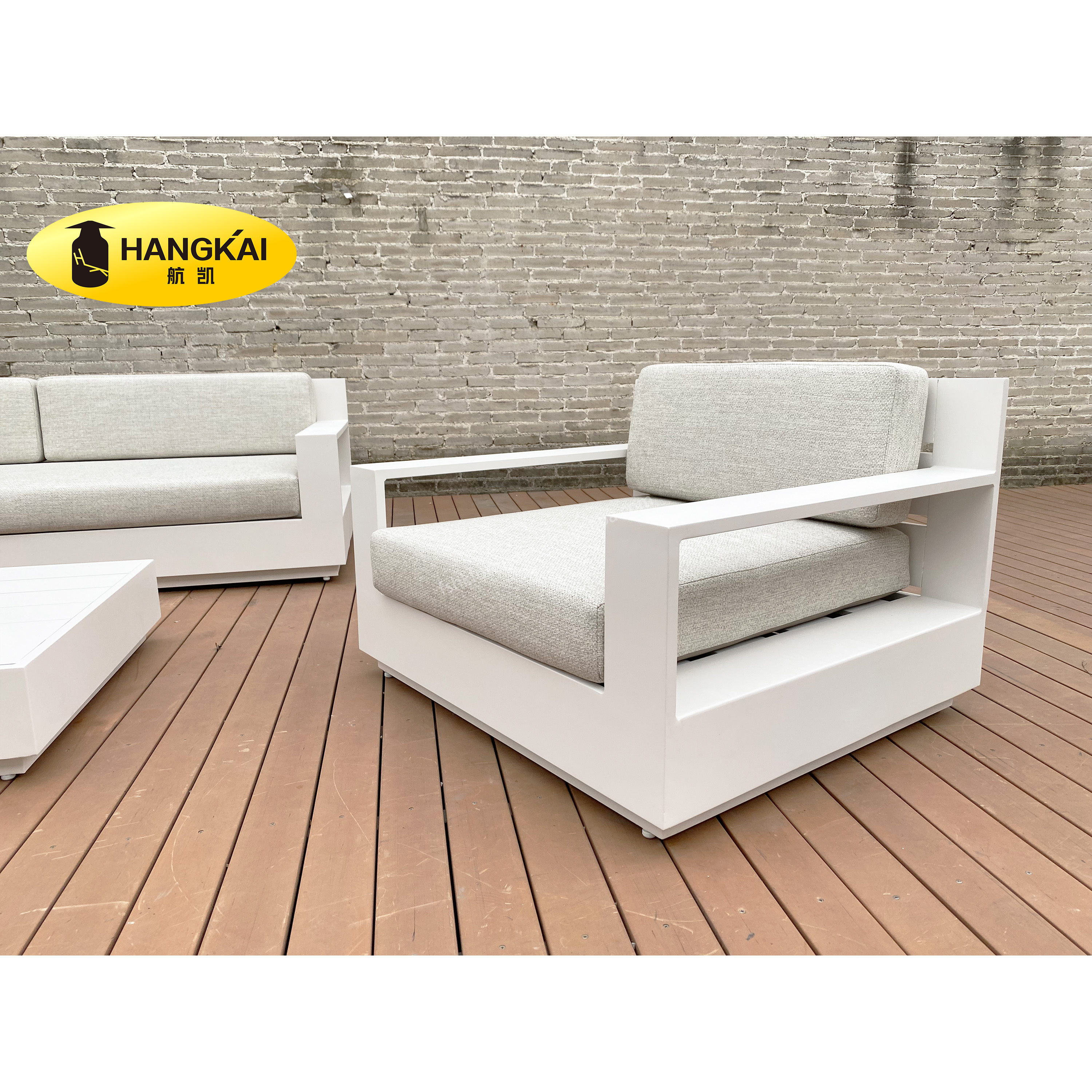 Patio Furniture Sets Aluminum Wooden Sofa Set All Weather L Shaped Corner Sofa Set