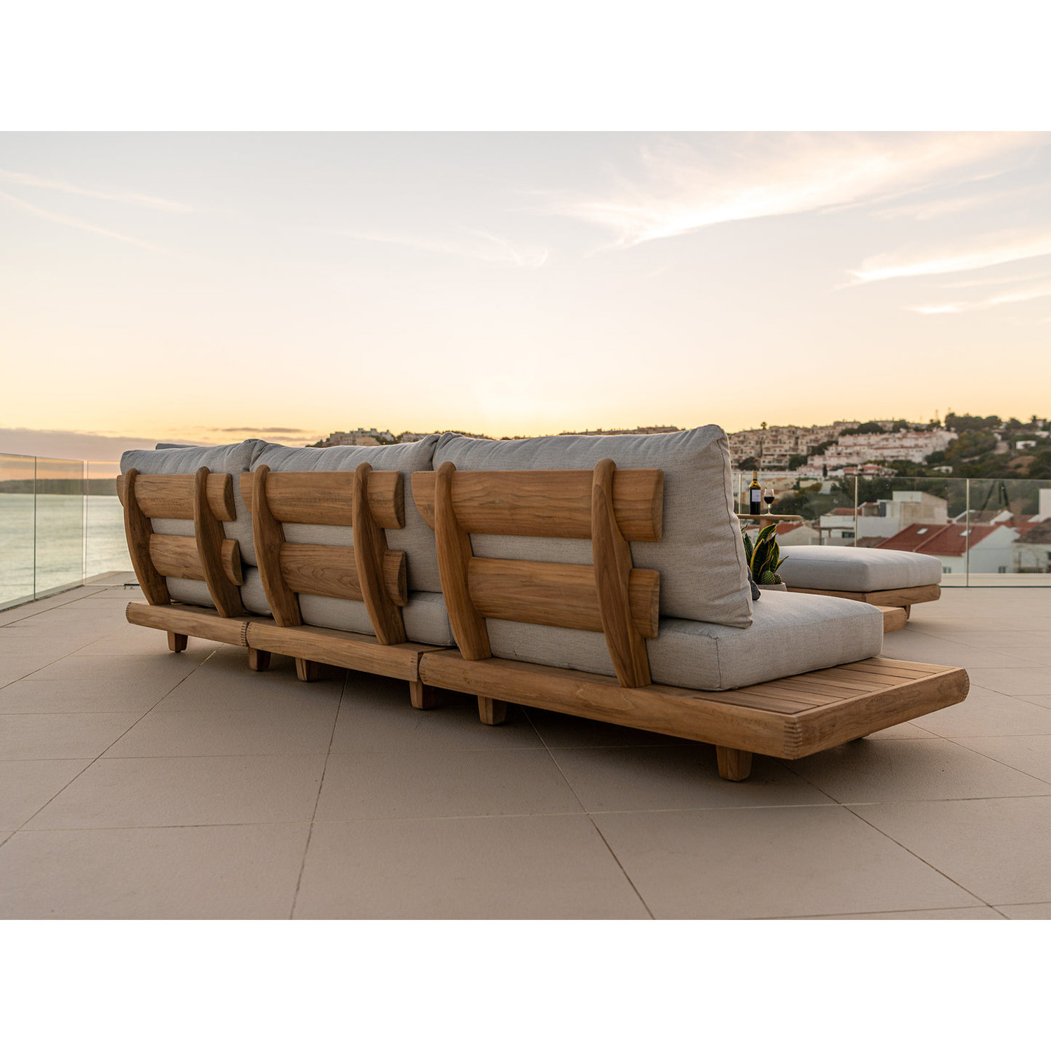 modern luxury extra deep conversation burma modular sectional teak patio furniture set