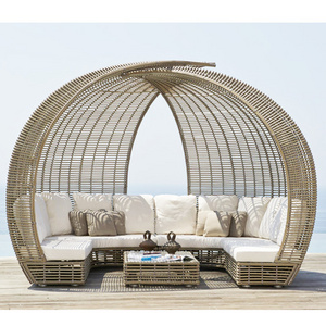 OEM high quality sunbed pool lounger outdoor lounge sofa curved round outdoor furniture