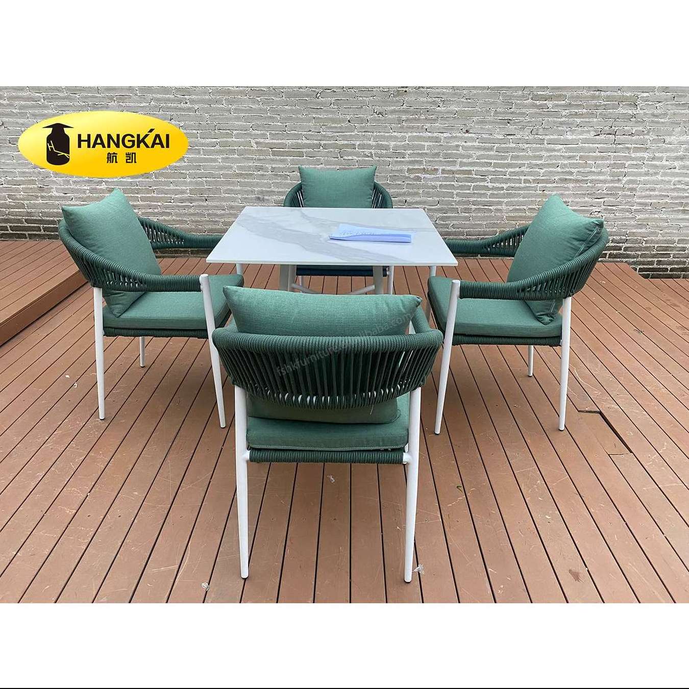 modern design outdoor patio furniture dining chair aluminum frame with rope weaving dining table&chairs