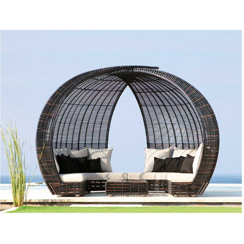 OEM high quality sunbed pool lounger outdoor lounge sofa curved round outdoor furniture