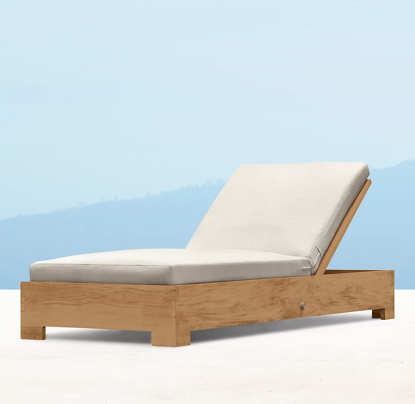 Modern outside hotel teak wood pool daybed beach outdoor sun lounger