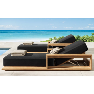 Teak Wood Chaise Sun Lounger Chair Wooden Sunbed For Pool Side Outdoor Furniture