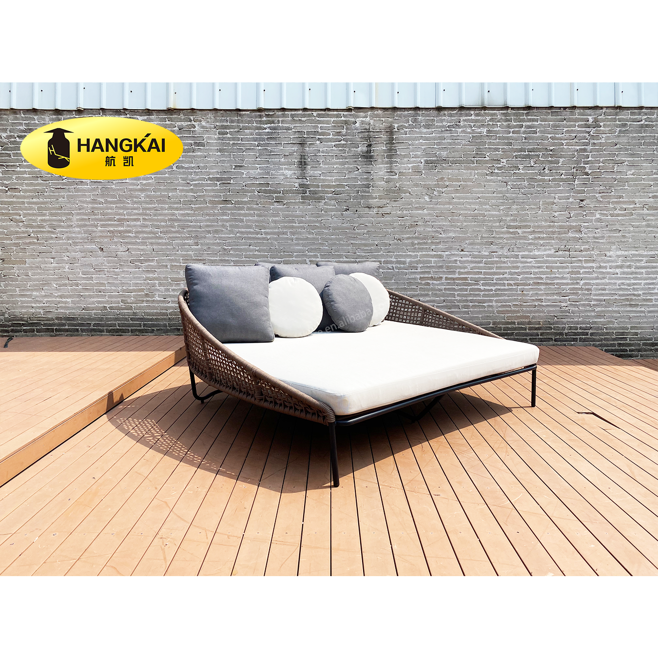 Garden Hotel Pool Patio Balcony furniture brushed aluminum rope woven sun lounger outdoor leisure daybed