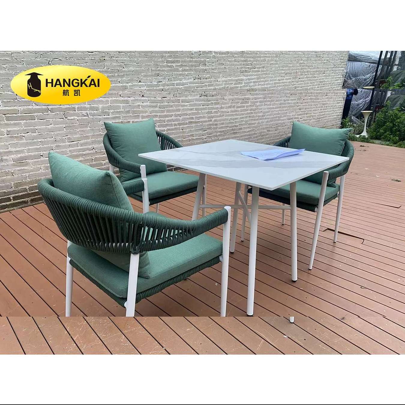 modern design outdoor patio furniture dining chair aluminum frame with rope weaving dining table&chairs