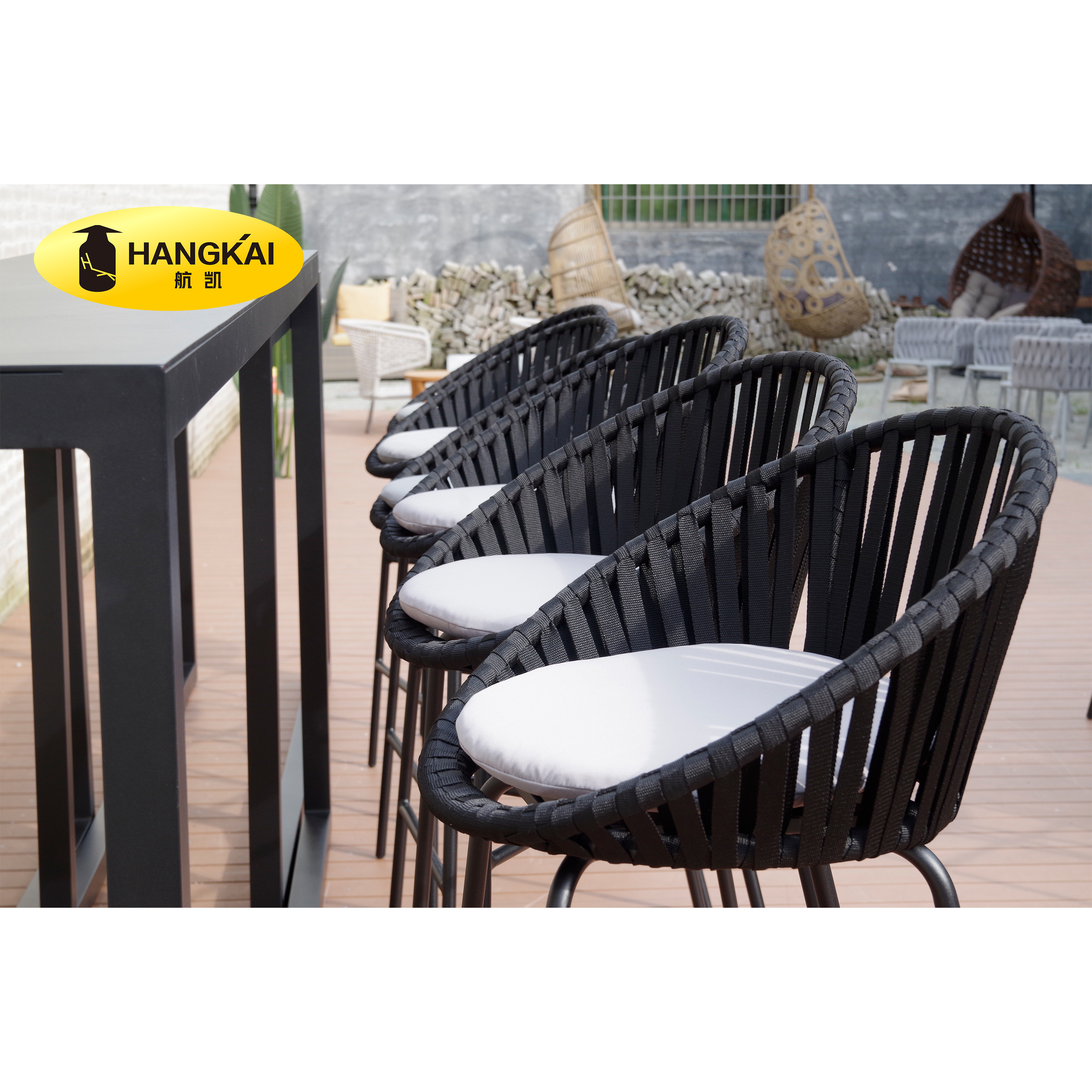 Modern Design Water Proof Aluminum Frame Bench Set Patio Outdoor Bar Table and Chair Sets