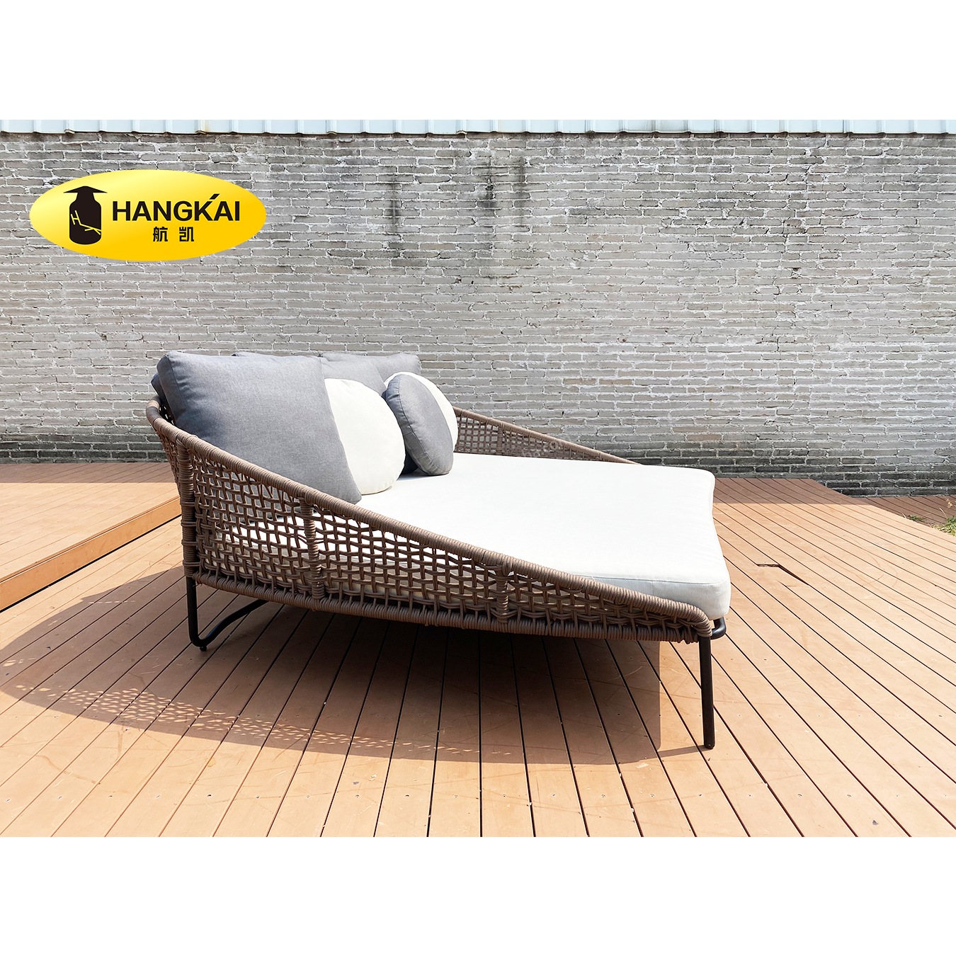 Garden Hotel Pool Patio Balcony furniture brushed aluminum rope woven sun lounger outdoor leisure daybed