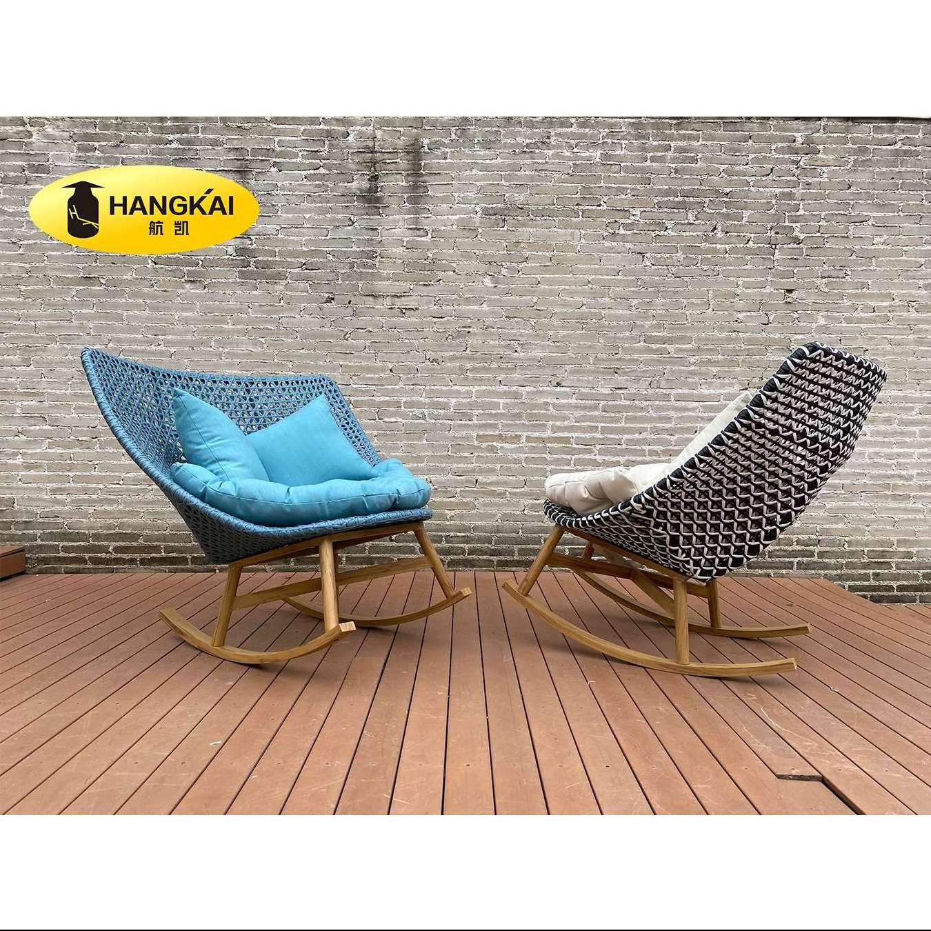 Patio outdoor furniture aluminum garden PE rattan rocking chair