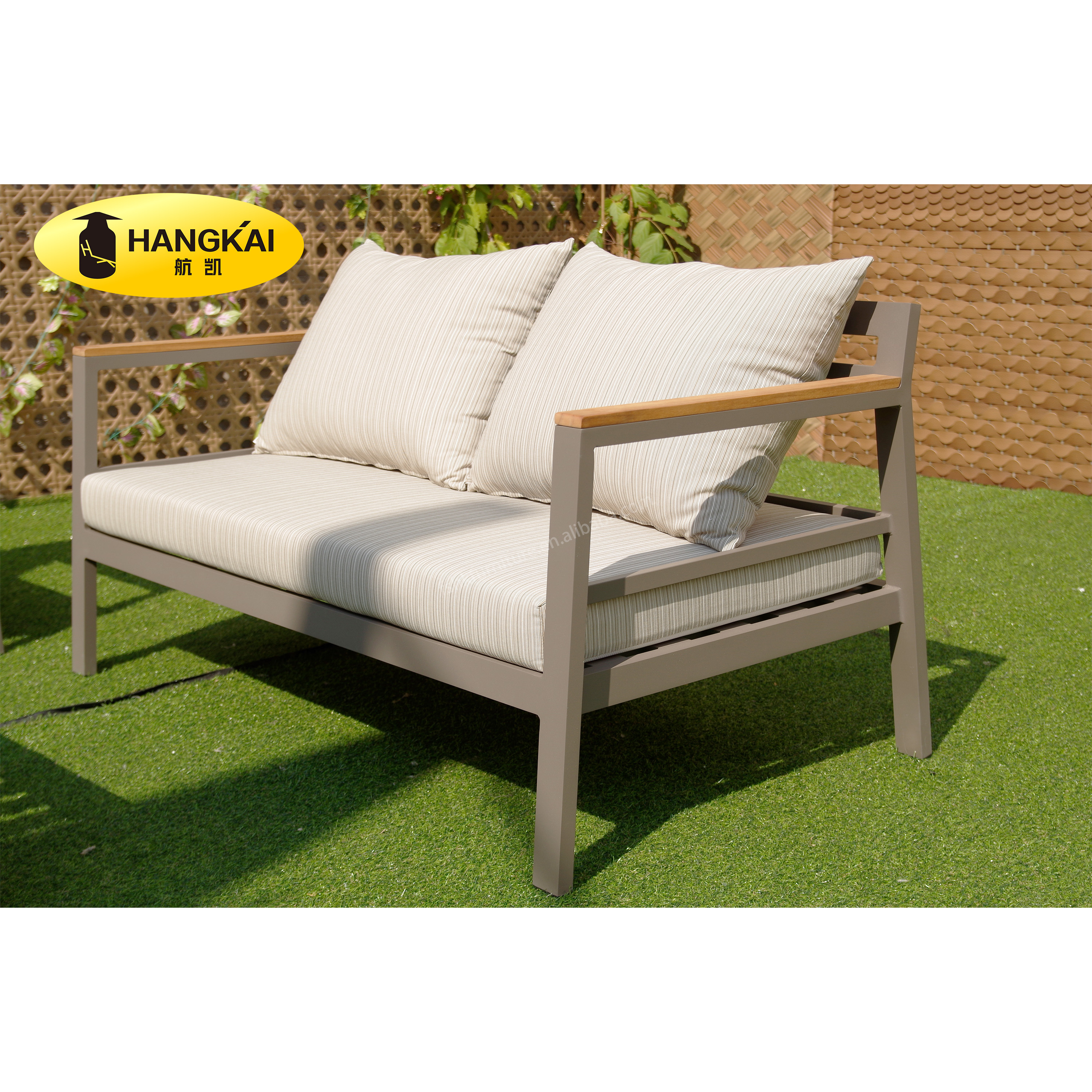 Simple Style Teak Wood Garden Outdoor Sofa Set with Water Proof Cushion