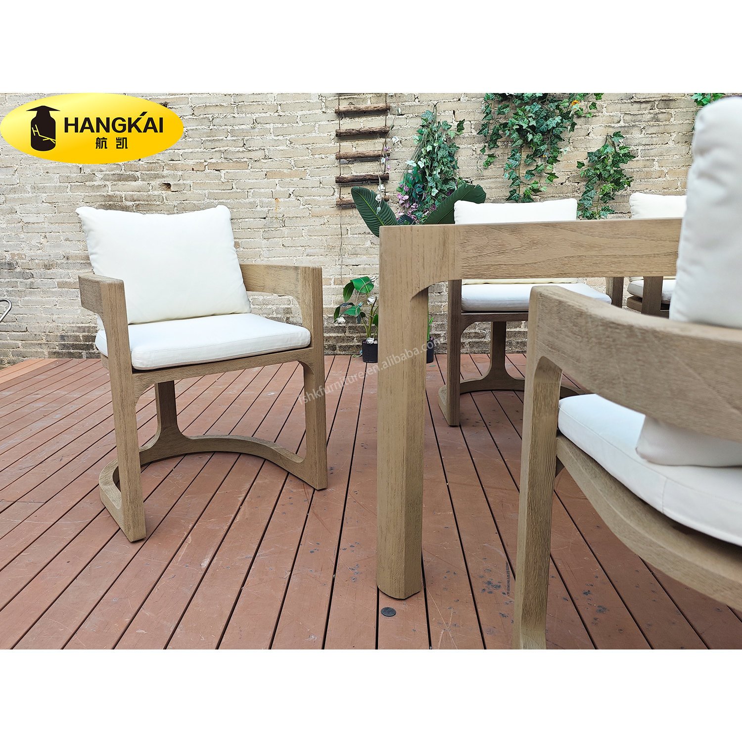 Outdoor furniture factory weathered teak wood garden set 6 seater 8 seater dinning table and chair set