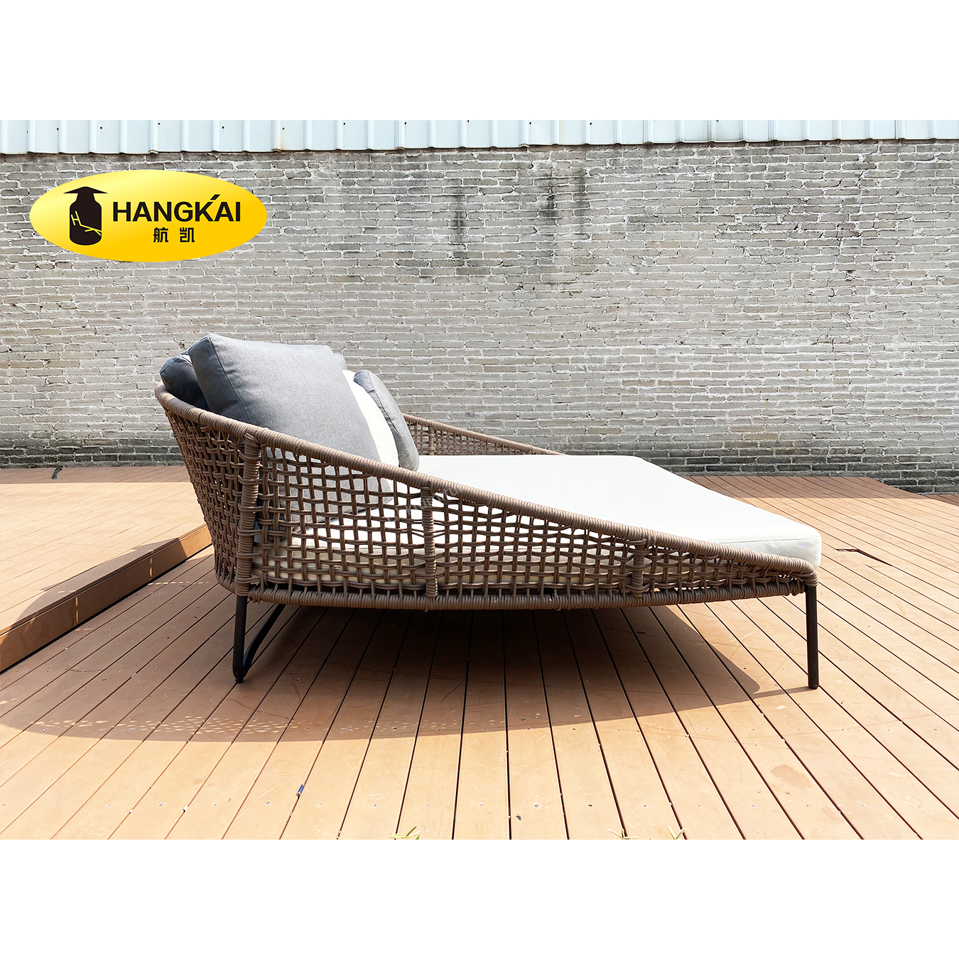 Garden Hotel Pool Patio Balcony furniture brushed aluminum rope woven sun lounger outdoor leisure daybed