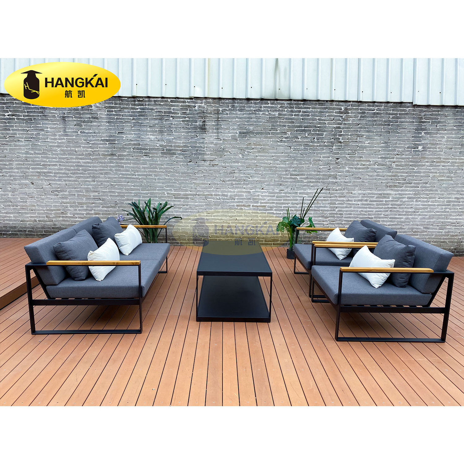 Hangkai 4 pieces conversation waterproof aluminum patio/garden sofa