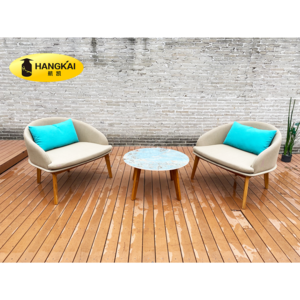 2023 new Outdoor Lounge Patio Sofa Newest architectural style designs garden furniture solid teak wood thick cushion sofa