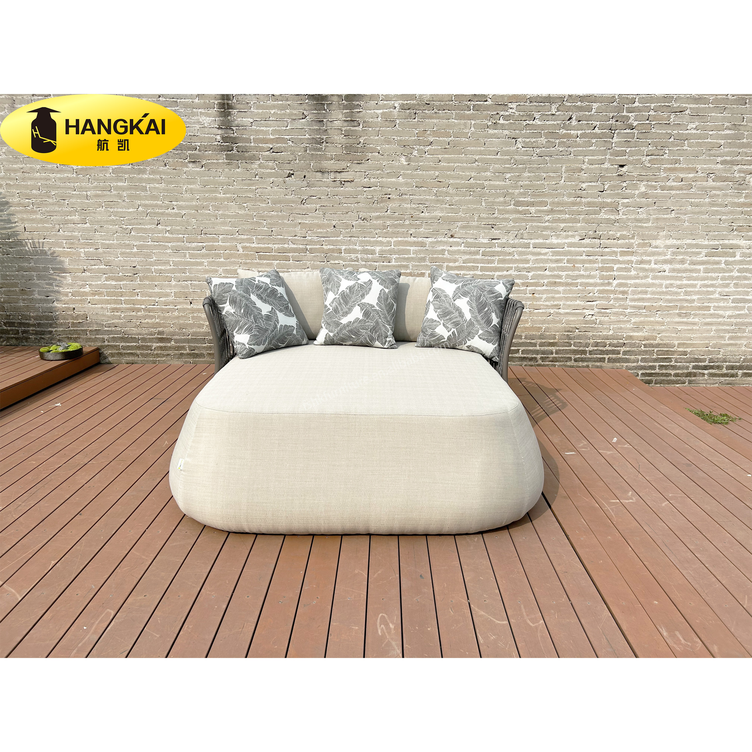 Luxury Outside Sun lounger for pool side customize comfortable hotel chaise lounge sofa garden sun lounger Rope weaving Round da