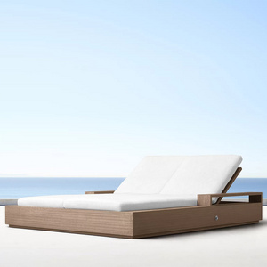 Outdoor furniture double seat classic style king size solid teak wood bed