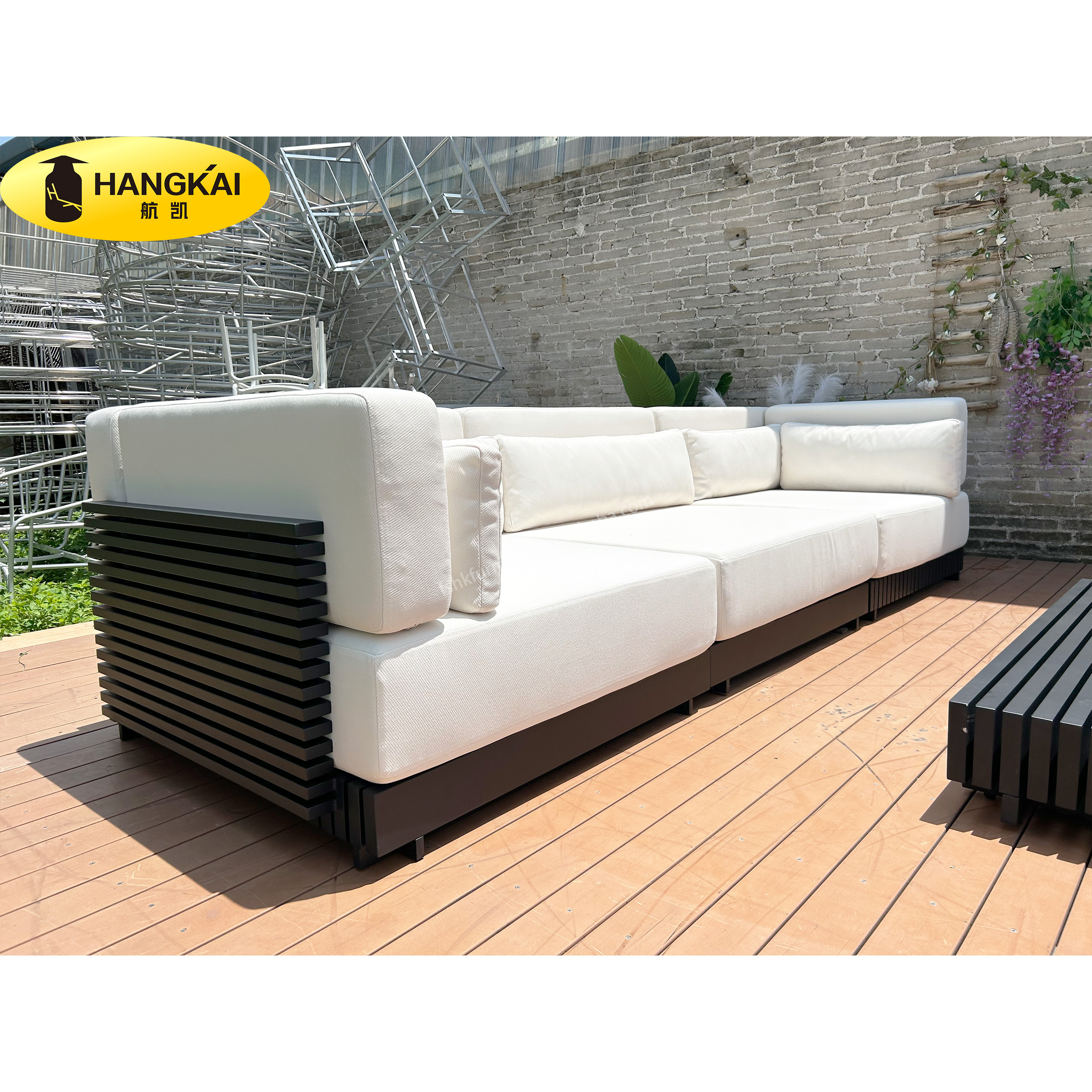 luxury style hotel patio aluminum metal black garden sofa set outdoor furniture