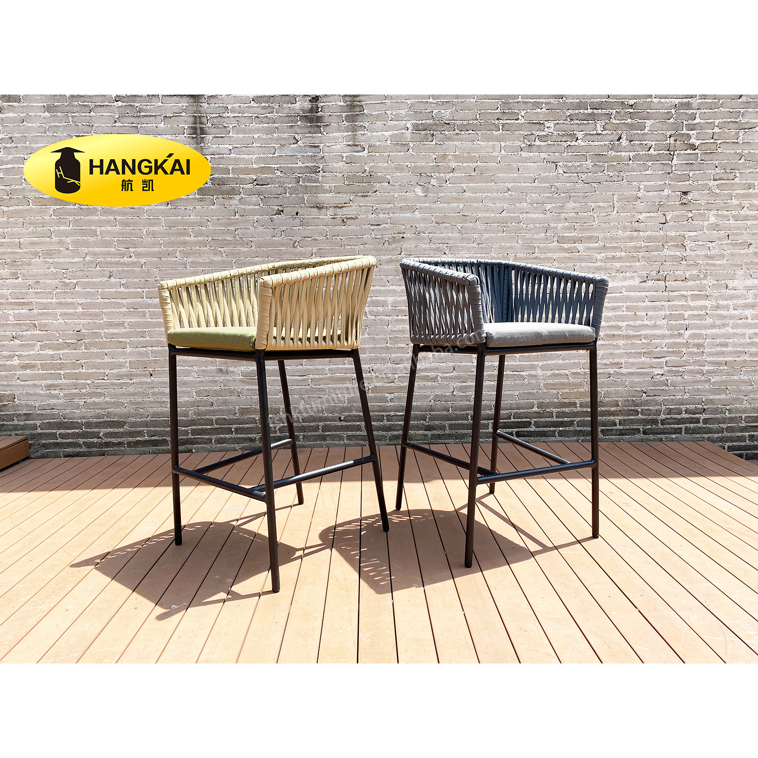 Modern rope woven chair restaurant Patio furniture outdoor chair garden high chairs for bar