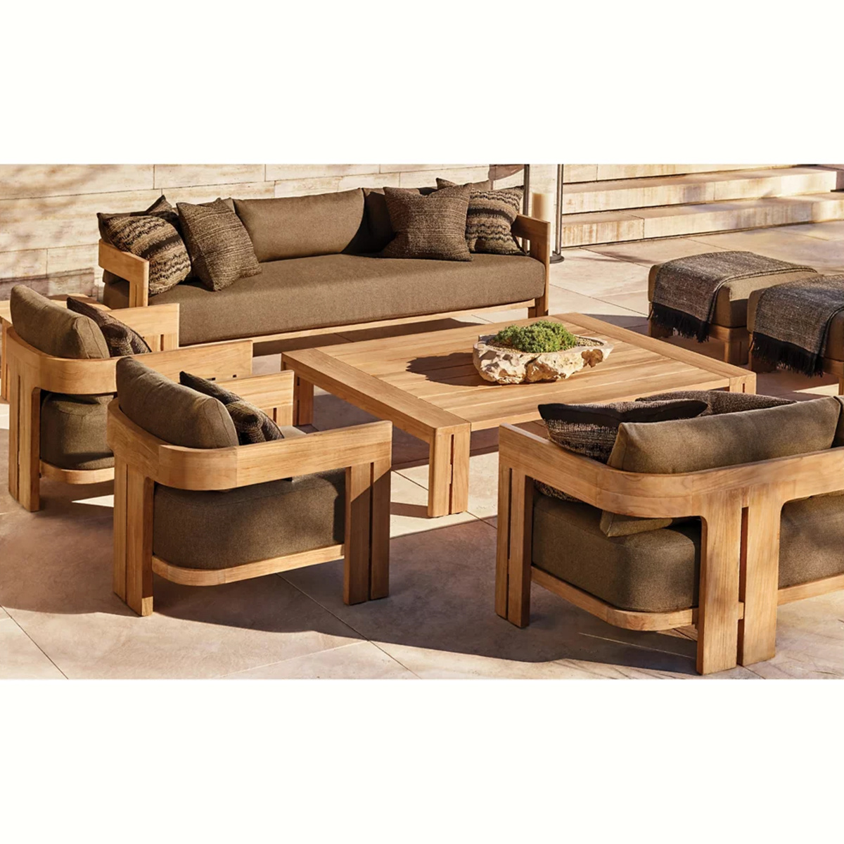 outdoor sofa teak wood furniture luxury patio garden sofa set