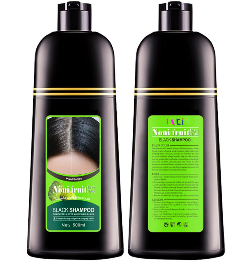 Ammonia free No PPD Permanent black 100% Gray Coverage Natural Planet Hair Color shampoo 3 minutes