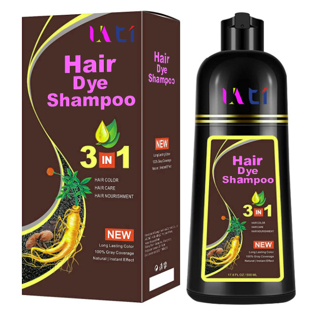 Ammonia free No PPD Permanent black 100% Gray Coverage Natural Planet Hair Color shampoo 3 minutes