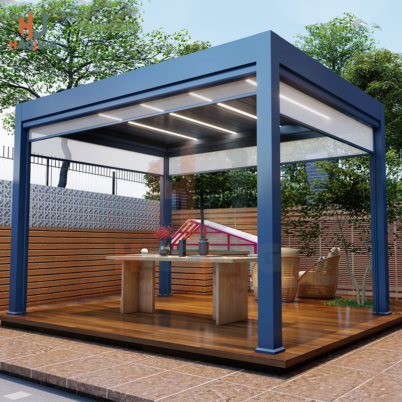 Wholesale custom canopy waterproof patio Cover Aluminum Louver Roof Gazebo With LED Light Customized Motorized Pergola