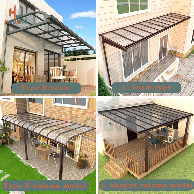 Wholesale customization awning Garden Canopy With Polycarbonate Roof Sunshade Aluminum Canopy