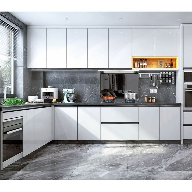 New Product High Gloss Brightness Smooth White Acrylic Kitchen Cabinet with Sink Basin Sheets Cabinets